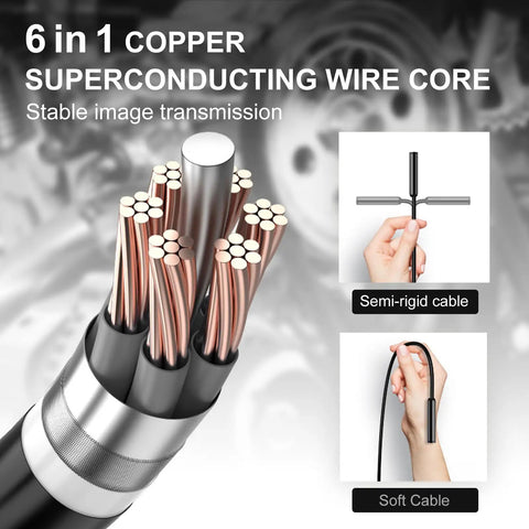 Copper superconducting wire core for 1920P HD Dual Lens Endoscope Camera With SemiRigid Snake Cable IP67 Waterproof 8 LED Lights