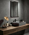 Bathroom with Extra Thick Matte Concrete Wallpaper Roll Peel And Stick Dark Grey Vinyl Contact Paper for Walls, 12x317 inches