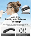 Person wearing Anti Slip Ear Grips For Meta Wayfarer Smart Glasses Silicone Temple Shields For A Snug All Day Fit
