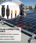 10 AWG Solar Panel Connector Cable With Male And Female Connectors For Solar Generator Inverter And Battery Charger O Ring Adapter Heavy Duty Tinned Copper Wire 105C Rated Insulated And Flexible used on rooftop solar panel installation