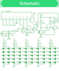 Schematic diagram for DIY Voice Activated LED Glasses Kit With Battery, showing electronic components and LED layout.