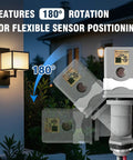 Outdoor Photoelectric Sensor Switch With Auto On At Dusk Off At Dawn, 180-degree swivel shown near doorway light