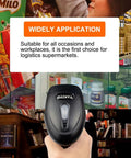 Handheld USB Barcode Scanner, Wired CCD Barcode Reader shown with diverse applications for store, warehouse, supermarket settings.