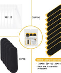 Product image showing 10 Pack Fingerboard Grip Tape For Pro Wooden Mini Skateboards 33mm By 98mm in multiple sizes with packaging.