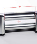 Heavy Duty 10 Inch Winch Roller Fairlead For Recovery And Off Road Trucks Protects Cable From Wear Compatible With Winches 8,000 To 17,500 Lb Durable Aluminum Construction, showing front view with measurements