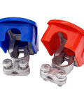 Brass Heavy Duty Quick Release Top Post Battery Terminal Connectors 1 Pair With Red And Blue Covers For Fast Disconnect