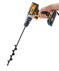 Handheld drill with auger attached from Set Of 5 Garden Auger Drill Bits For Planting With 3/8 Inch Hex Drive, Deep Hole Digger For Tulips Iris Bulbs And Bedding Plants, Includes 1.6X16 2X16 2.6X16 3X16 And 3.5X16 Inch Sizes For Seedlings And Weeding.