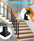 Heavy Duty Steel Stair Baluster Posts With Rust Resistant Black Finish And Quick Adjusting Brackets for stairs with adjustable brackets.
