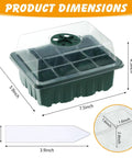 Ten Pack Seed Starter Trays With Humidity Domes, 120 Cell Seed Starter Kit dimensions and transparent tray with adjustable vent