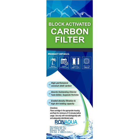 Six Pack 5 Micron Activated Carbon Block Water Filter Set packaging details