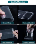 Close-up of quality materials in Five Size Clear Plastic Bags Mega Pack 500 Pcs In 5 Assorted Sizes With 100 Each Resealable Poly Bags.