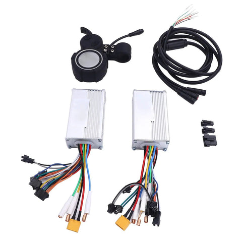 Dual Drive Controller Kit for Electric Bikes and Scooters 48V 25A 1200W front and rear controllers with display meter and harness