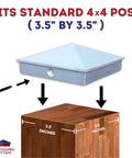 Unfinished Aluminum Post Cap For 3.5 By 3.5 Inch Wood Posts Fits 4 Inch Nominal 4x4 Pyramid Topper In Raw Cast Metal With Screw