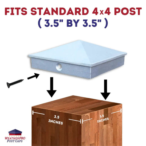Unfinished Aluminum Post Cap For 3.5 By 3.5 Inch Wood Posts Fits 4 Inch Nominal 4x4 Pyramid Topper In Raw Cast Metal With Screw