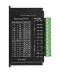 Front view of TB6600 microstep driver module in black case with green terminal block, 9-42V DC input