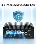 N150 Firewall Mini PC Crushing Network Tasks With 4X 2.5GbE i226V LAN And RS232 COM showing ports and cooling fins.