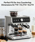Espresso Machine With Built In Grinder And Milk Frother 20 Bar Coffee Maker For Home Baristas on a kitchen countertop