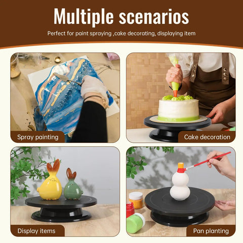 11 Inch Cake Turntable Spinner For Decorating And Pottery Craft By YLSURNY used for painting, cake decoration, and craft display.