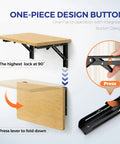 Rock Solid Folding Shelf Brackets 16 Inch Set Of 4 Black Stainless Steel, showcasing one-piece button design for easy folding.
