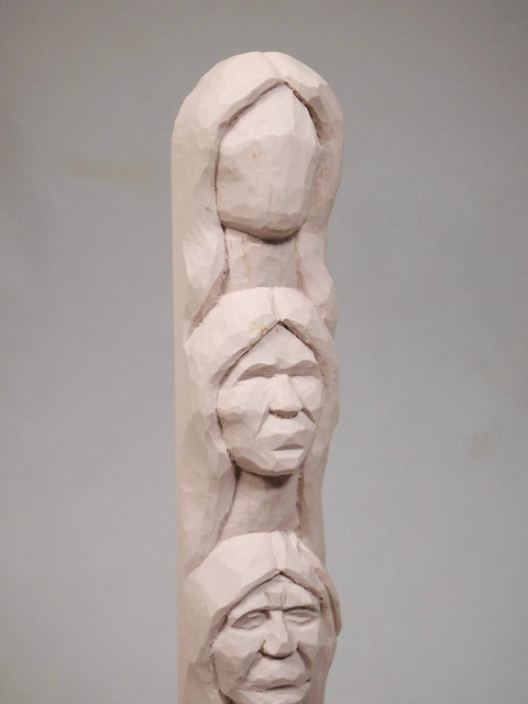 Learn To Carve A Native American Chief Face With A 12 Inch Hand Cast Resin Study Stick Kit with practice faces visible