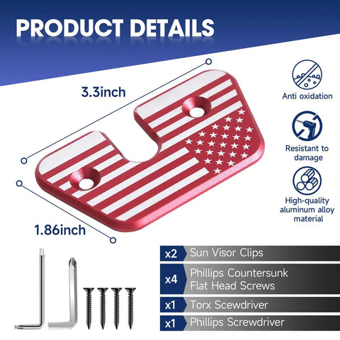 Jeep Sun Visor Repair Kit For Wrangler JK 2018 JL 2018 2023 Gladiator 2020 2023 Aluminum Alloy Sun Visor Clips Upgraded