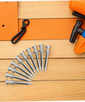 20 Pcs Lawn Aerator Shoes Pegs 5.8cm Spikes For Garden Soil Aeration And Grass Care Heavy Duty Nails on wooden surface