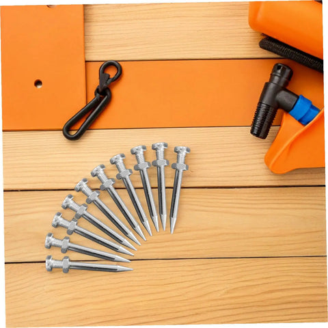 20 Pcs Lawn Aerator Shoes Pegs 5.8cm Spikes For Garden Soil Aeration And Grass Care Heavy Duty Nails on wooden surface