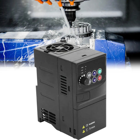 Flame Resistant ABS 3 Phase VFD Inverter 3.7KW Motor Speed Controller For Pumps And Fans 320 To 460V Input 0 To 380V Output Stable Frequency Drive For Industrial Motor Control, black panel view