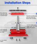 Installation diagram for Beefy Aluminum RC Car Work Stand With 360 Degree Rotation Screw Tray showing step-by-step assembly details.