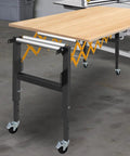 Rigmec Adjustable Gravity Conveyor Roller Stand With Expandable Infeed And Outfeed Support, solid steel build, portable design.