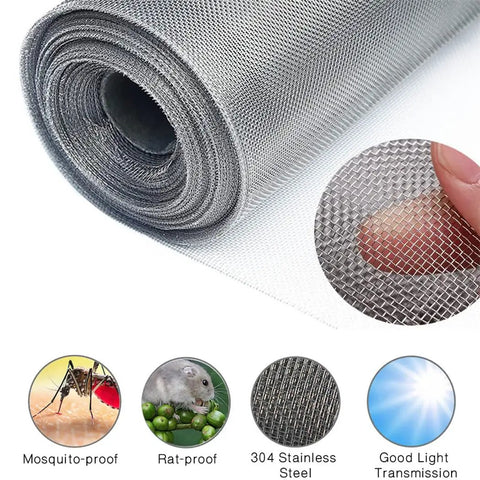 Stainless Steel Air Vent Mesh Screen Sheet 30x120cm Wire Mesh Roll 30 Mesh For Vents Cover Air Brick Garden Heavy Duty