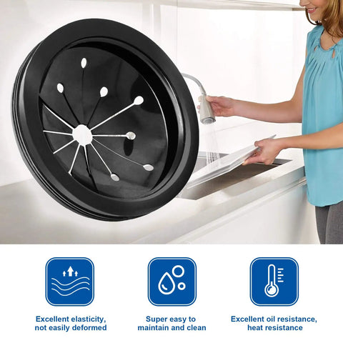 Splash Guard Collar For Garbage Disposals 3 1 8 Inch Multi Function Drain Plugs Sink Baffle in nitrile rubber shown in use