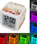 Chill Autumn Floral Silent Alarm Clock With Smooth Snooze And Soft Glowing Nightlight Hella Compact Desk Time Date And Temp Display For Bedrooms And Home Offices in multiple colors.