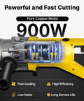 Close-up of 900W pure copper motor in VEVOR 900W Electric Rebar Cutter Portable Hydraulic Cutting Machine 110V.