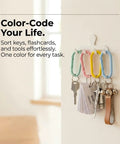 16 Piece Oval Carabiner Clips Set for Keychains and Lanyards Aluminum Alloy Lightweight Yet Sturdy Snap Hooks hanging on a wall
