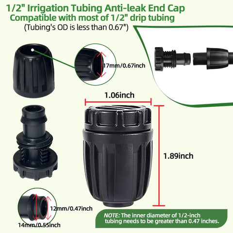 Ten Pack One Half Inch Drip Irrigation Fittings End Caps For One Half Inch Drip Tubing Barbed Locked End Plugs Nuts Connectors No Fuss Quick Install Anti Drop Universal Compatibility 0.60 To 0.64 Inch OD