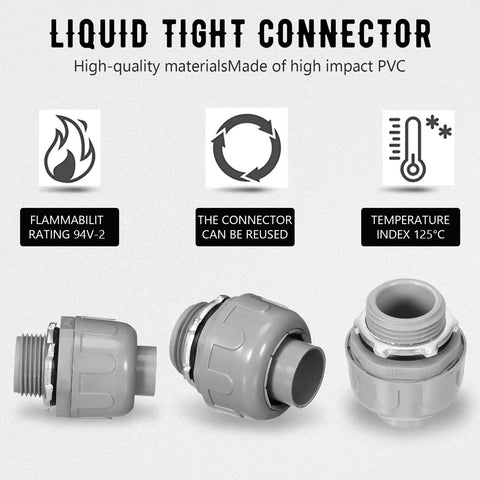 180 Degree Liquid Tight PVC Conduit Fittings Non Metallic 3/4 Inch Gray showcasing durability and high impact PVC material features.