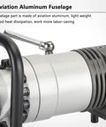 Close-up of the aviation aluminum fuselage on the Portable 1200W Electric Hydraulic Rebar Bender For 7/8 Inch #22 Steel Rods 90 Degree Bending Machine.