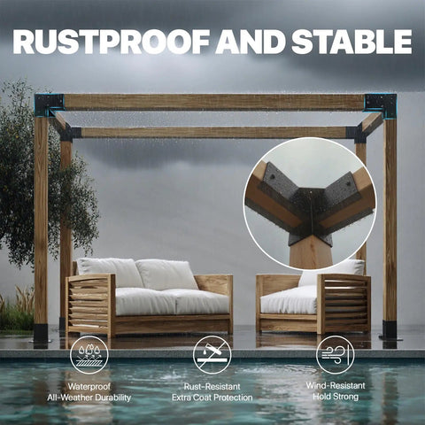 Heavy Duty 4x4 Pergola Bracket Kit Built To Last With Waterproof Coating Corner Brackets for Pergola Installation