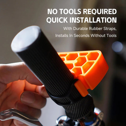 Clip On Bike Stabilizer And 30mm Elevation Tool For Inverted Parking Easy Flip And Clean Setup With No Slip Rubber Straps Fits 29 To 34mm Handlebars For Road Mountain And E Bike Maintenance Orange on handlebars