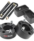 Chevy Silverado 1500 And GMC Sierra 1500 3.5 Inch Front Strut Spacers And 3 Inch Rear Leveling Lift Kit Black Compatible 2007 To 2024 2WD 4WD Easy Install Premium T6 Aluminum Build For Rugged Ride