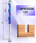 Up And Down Cut Compression Bit For CNC Router One Eighth Inch Shank One Eighth Inch Spiral Cutting Diameter Tungsten Carbide End Mill Set Ten Pack Nano Blue Coated Workhorse For Heavy Duty Milling Long Lasting High Precision Bits