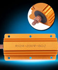 Beefy 200W 8 Ohm Aluminum Housed High Power Resistor for Industrial Equipment Power Supply and Top Tier Audio Systems Rugged Professional Grade Electrical Component, orange aluminum body with bolt terminals