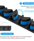 Close-up view of Two Pack Vertical Fishing Rod Rack Wall Mounted Holder with adjustable diameter grips for rods 0.12-0.75 inches.