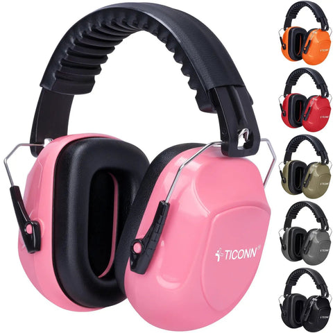 Soft Pink Hearing Protection Ear Muffs For Adults With 26 dB NRR Adjustable Safety Earmuffs For Construction And Travel