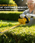 Person using 22 Inch Cordless Hedge Trimmer Compatible With Dewalt 20V Max Battery Lightweight Yet Powerful Bad Boy for clean edges