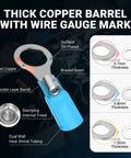 Marine Grade Heat Shrink Ring Terminal Kit 112 Pcs With Beefed Up Thickened Red Copper Terminals for detailed view