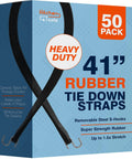 Packaging of Heavy Duty Rubber Bungee Cords With Hooks, 41 Inch, 50 Pack For Outdoor Cargo Security, Flatbed Tarp Straps.