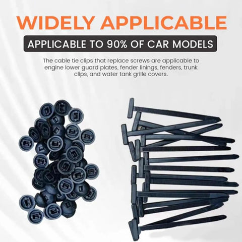 100 Piece Cable Tie Buckle Kit With Nylon Wire Ties Pin And Button Design For Bumper Retainer Clips No Fuss Quick Fix Car Plastic Rivets Fasteners Auto Repair Automotive Clips shown.