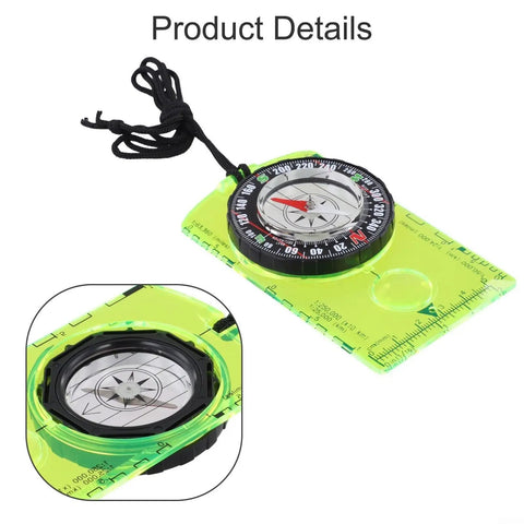 Stay On Track Hiking Compass With Acrylic Baseplate And Ruler Scale, 360 Degree Bezel And Azimuth Bearing, Green Edition